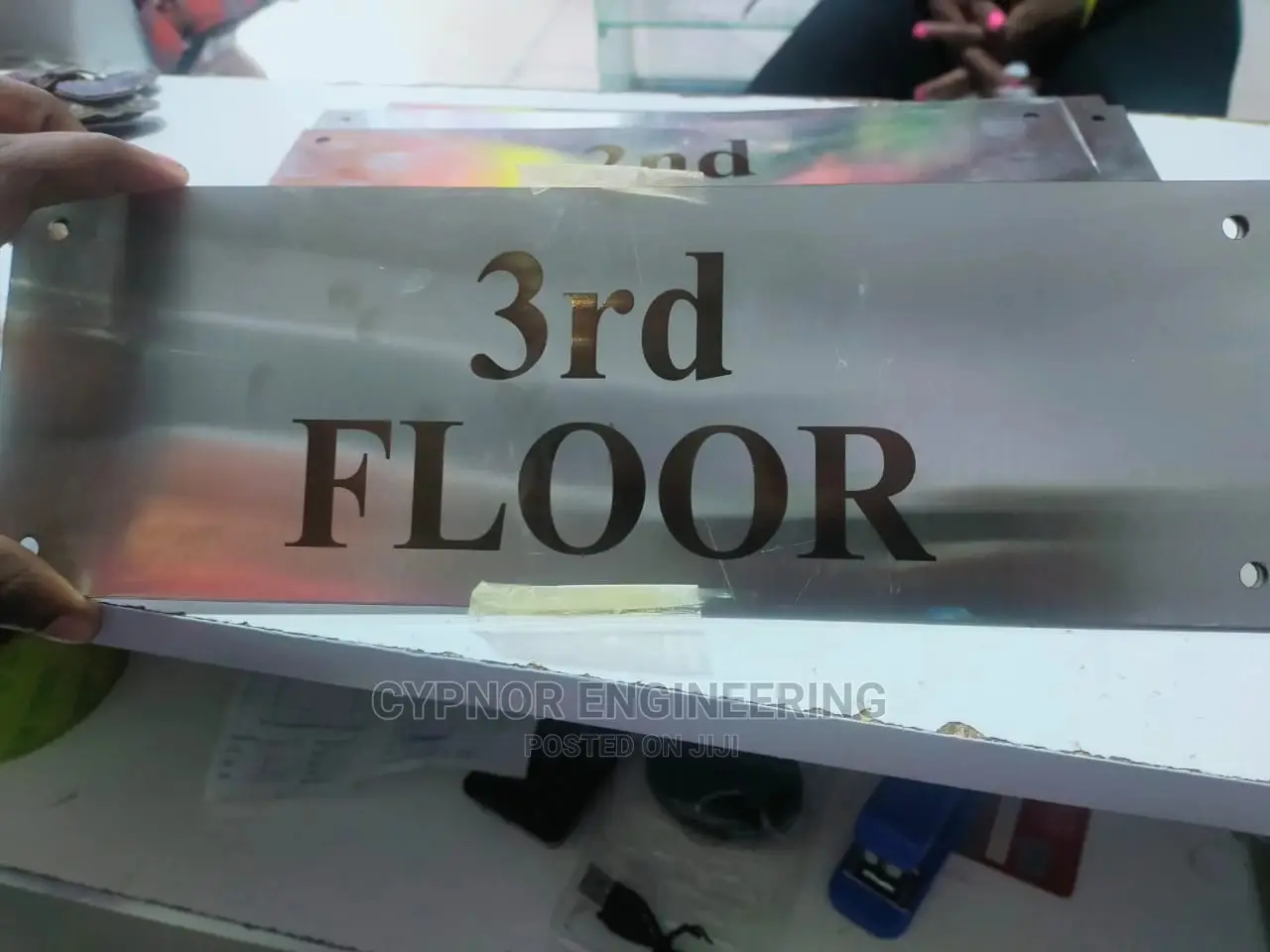 Laser Engraving on Stainless Steel Door Signage, Labels