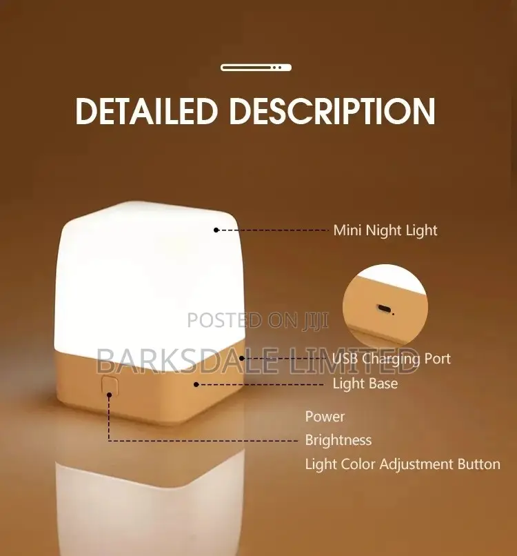 Night Light Touch Table Bedside Lamps Rechargeable Cube