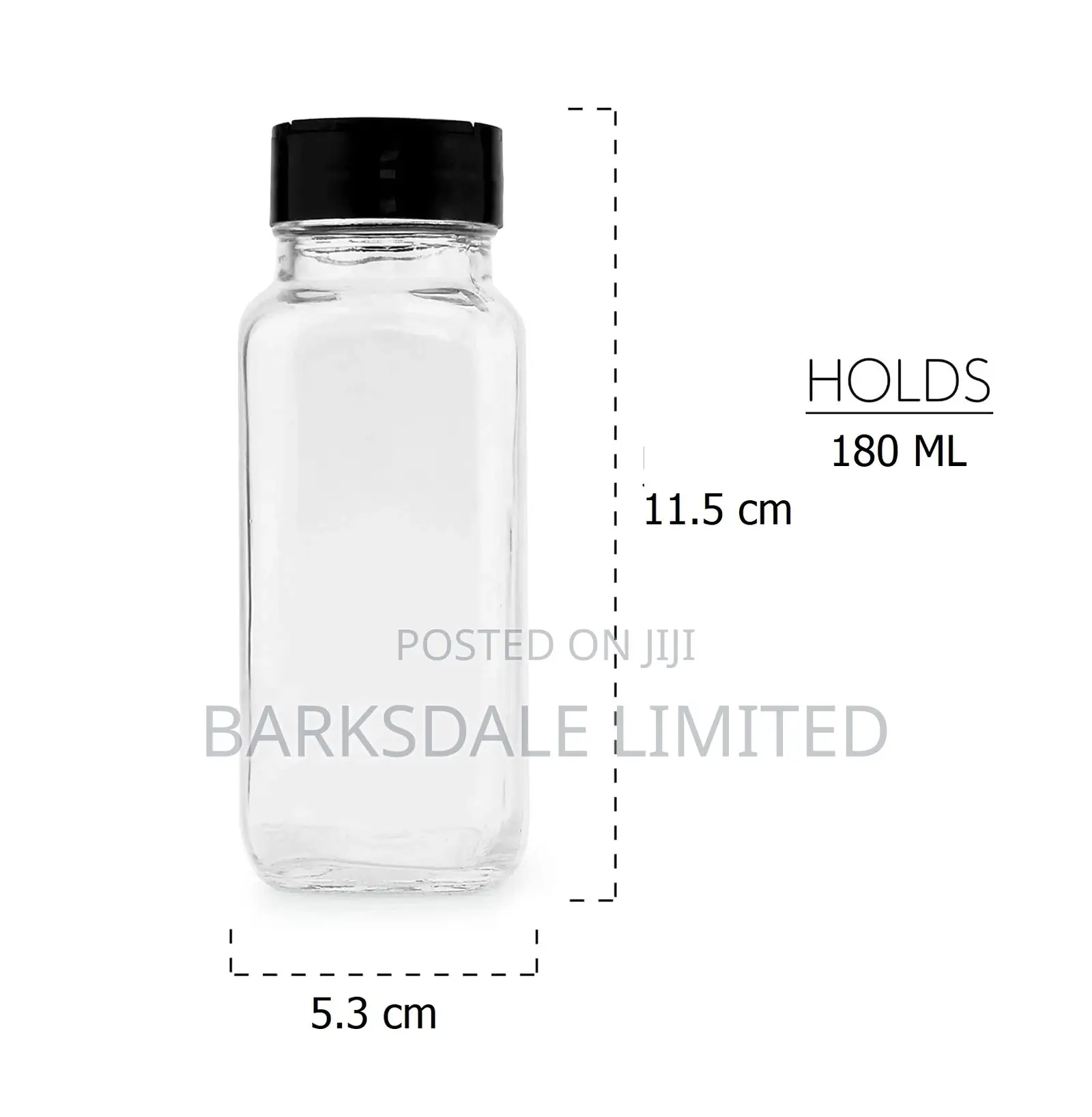 180ml Clear Salt Spice Pepper Shaker Glass Condiment Bottle