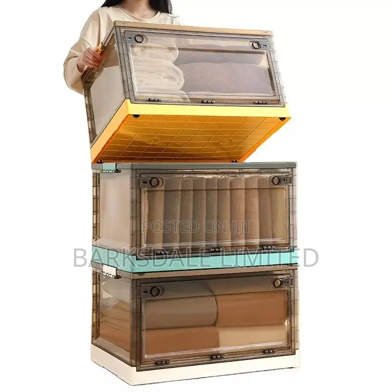 Plastic Storage 56l Box With Lid Wheels Collapsible Storage