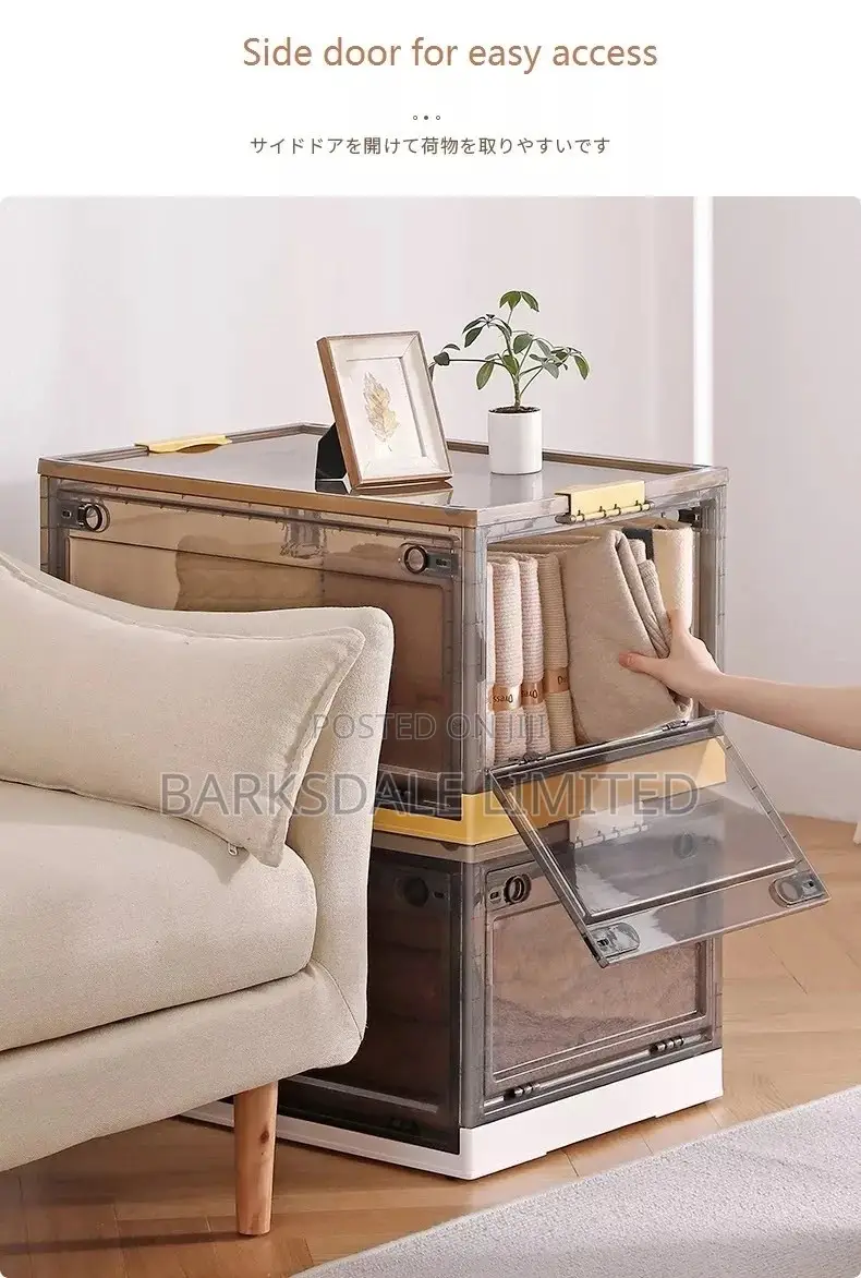 Plastic Storage 56l Box With Lid Wheels Collapsible Storage