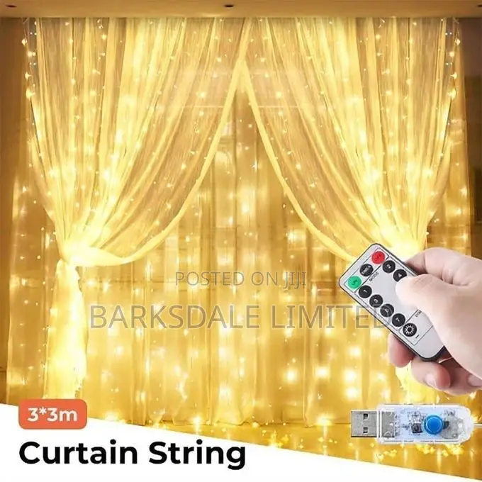 Christmas Xmas String Curtain Lights 3x3m Led Waterproof Cop