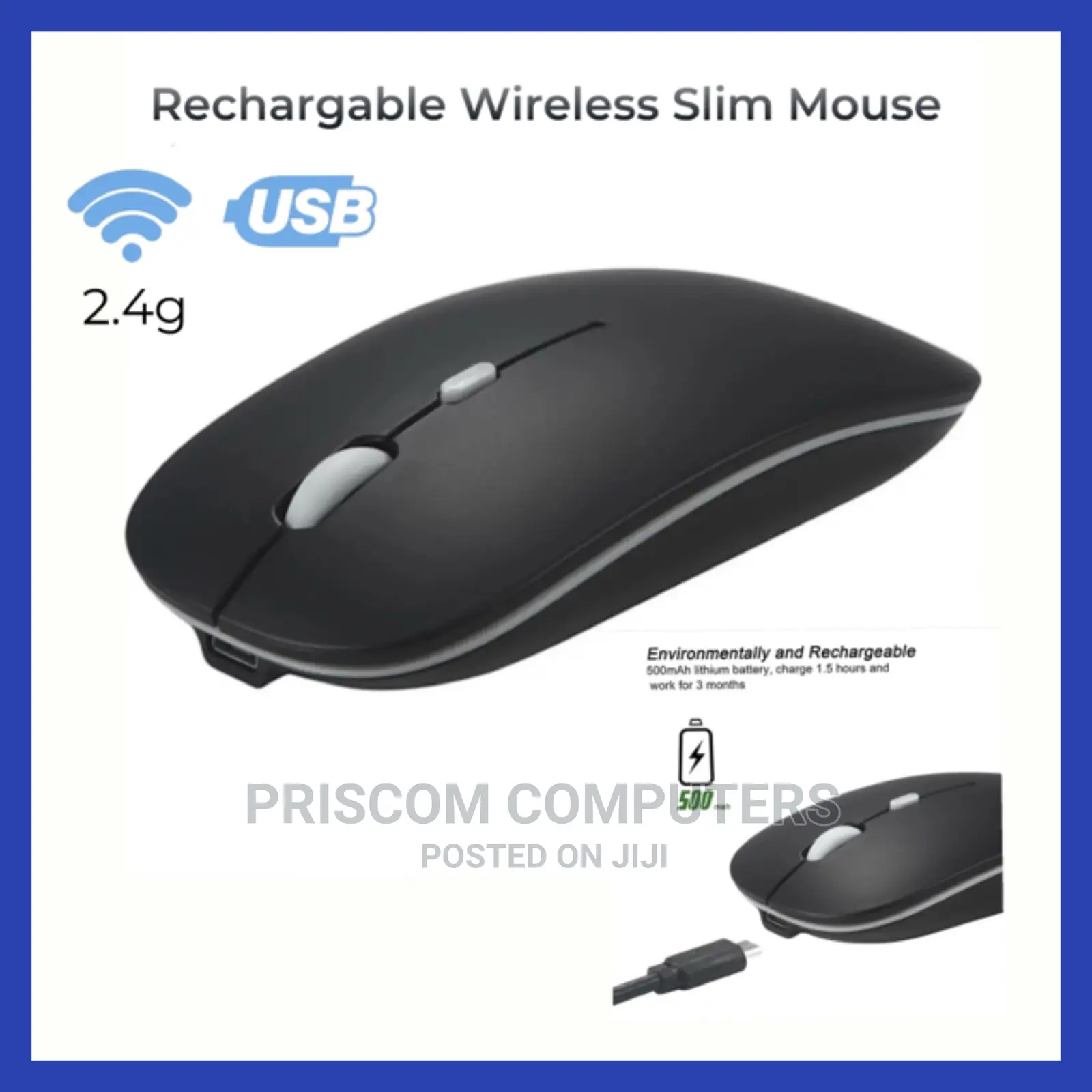 Wireless Rechargeable Mouse - 2.4 GHZ Receiver