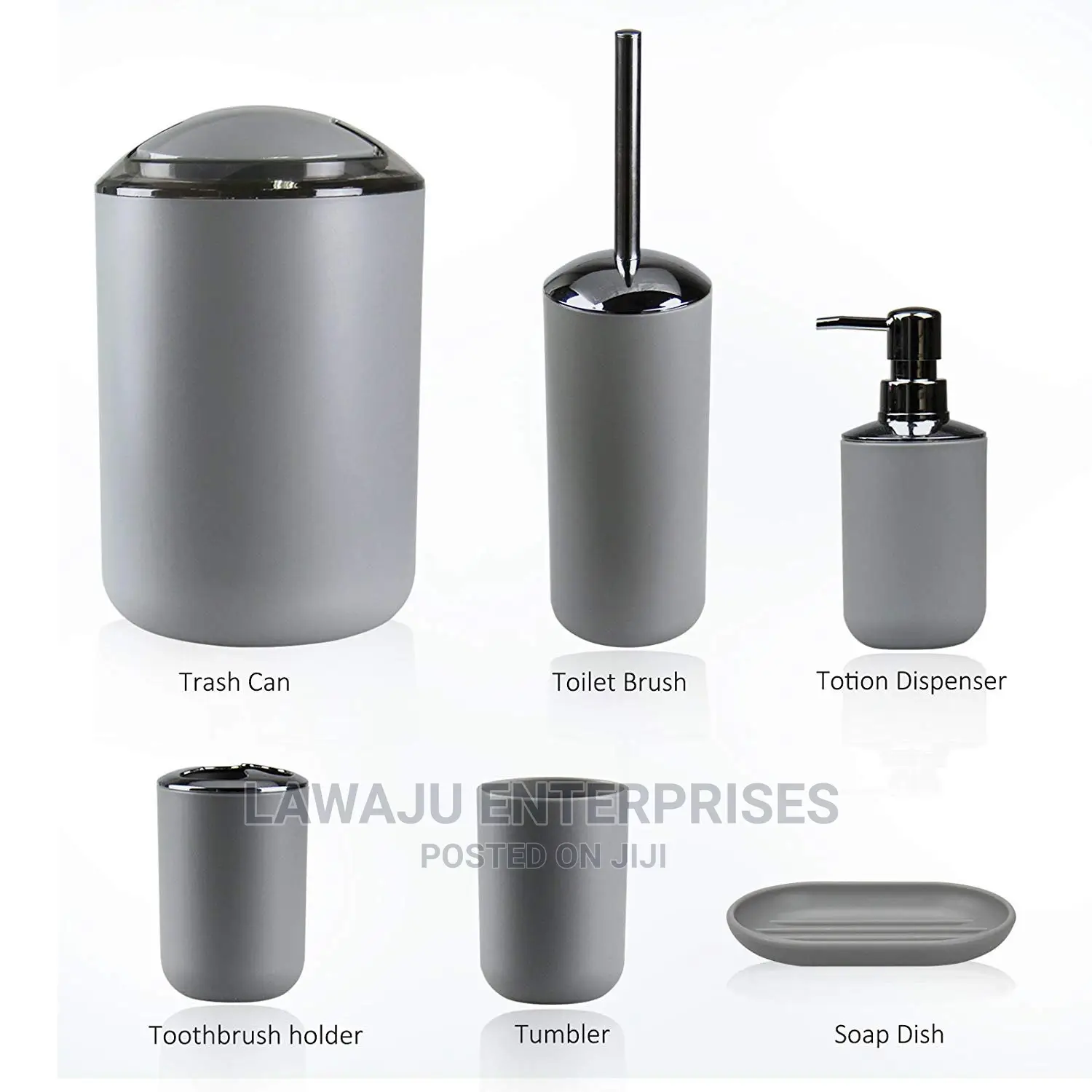 6in1 Bathroom Bin Brush Set