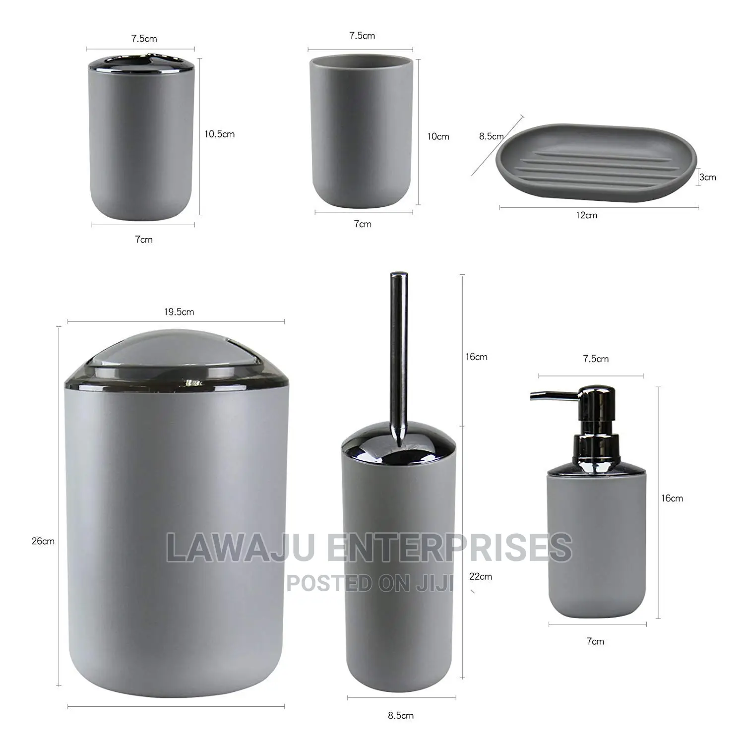 6in1 Bathroom Bin Brush Set