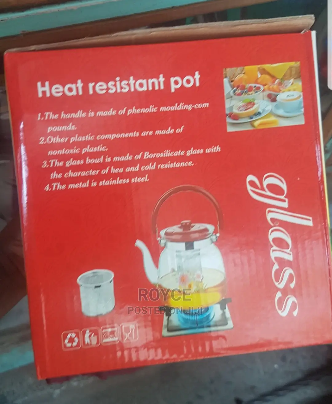 Heat Resistant Tea / Coffee Glass Infuser Pot_2200ml
