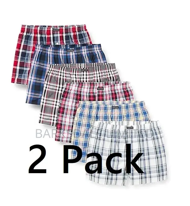 Boxers Men Cotton Underwear 2 Pack Checked XXL 44-46 Inches