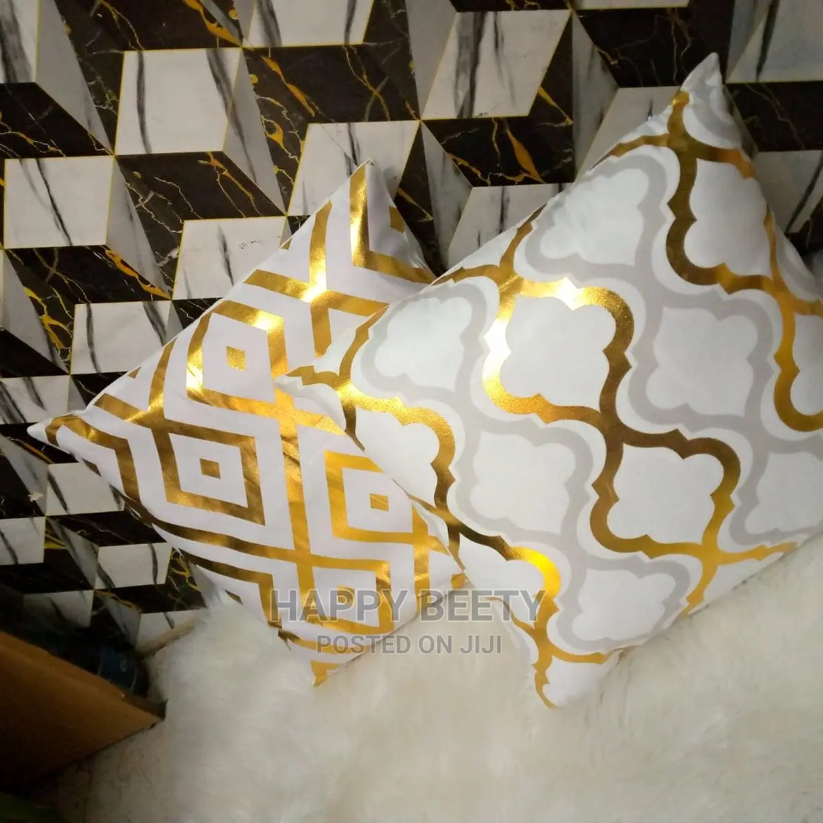 Whote and Gold Themed Throw Pillows