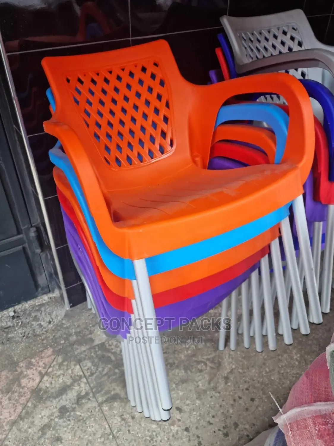 Strong Comfortable Plastic Chair With Metallic Legs.