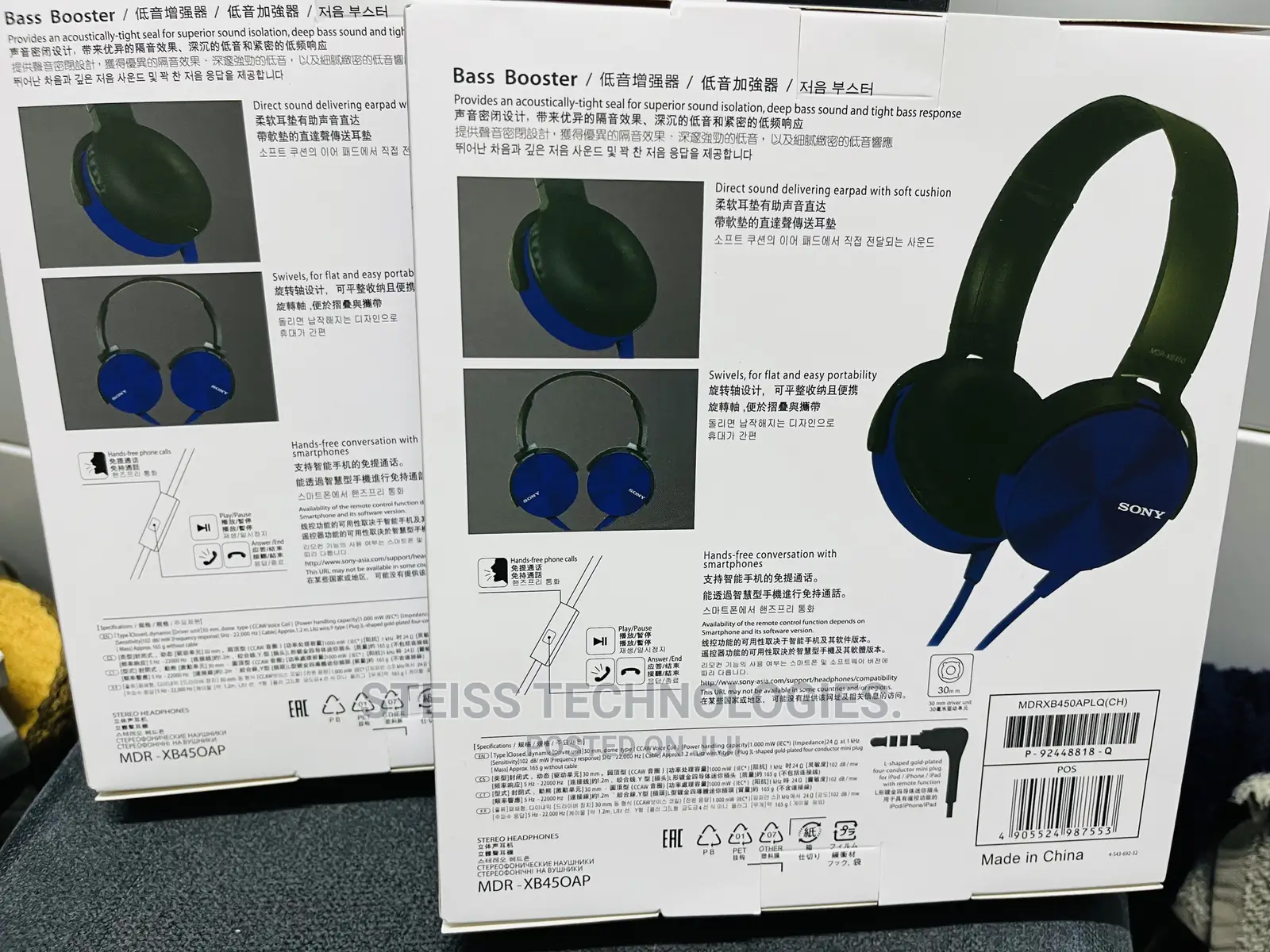 Sony Blue Wired Headphones.