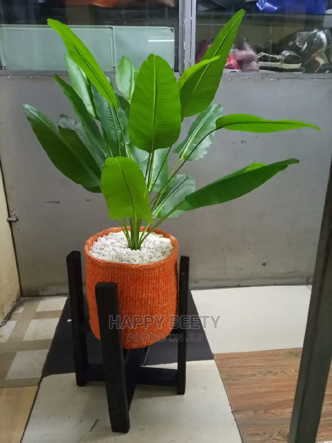 Artificial Plants With Basket and Stand