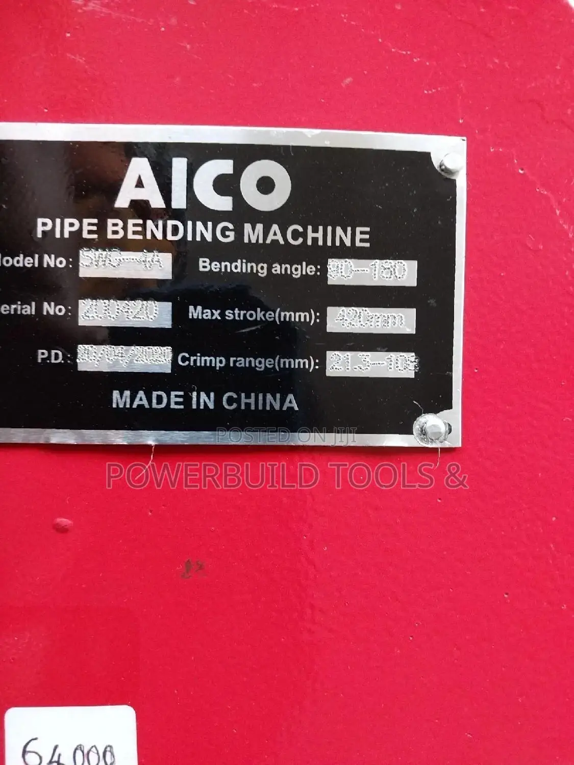 Hydraulic 1/2" to 4" Pipe Bender.