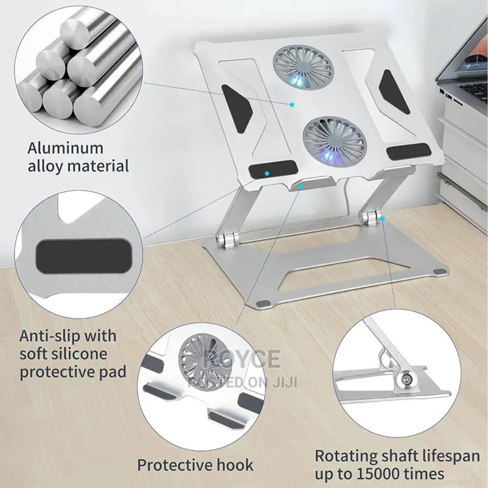 Aluminium Alloy Laptop Stand With 2 Fans