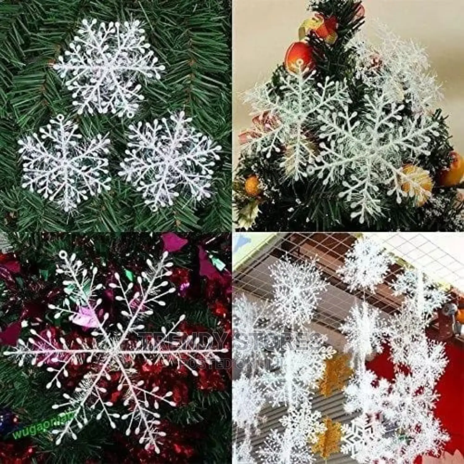 Christmas Decoration :- Set Of 6pcs Snow White Flakes