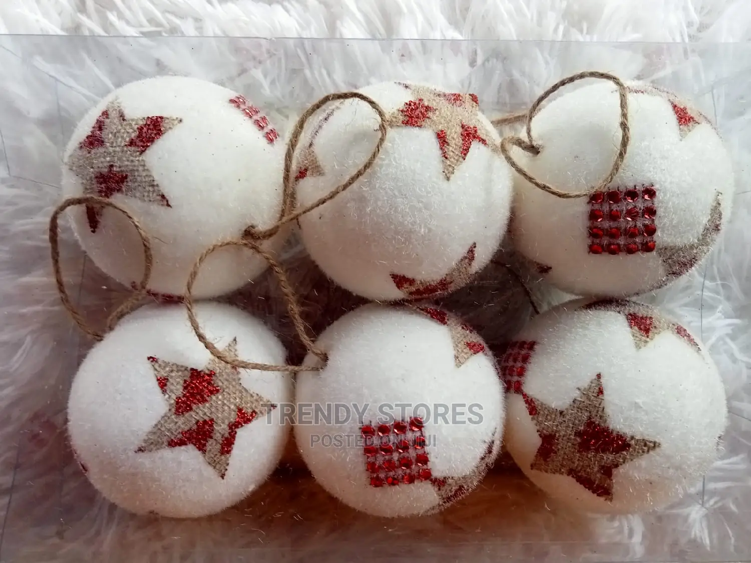 6pcs Stared Snow White Christmas Balls
