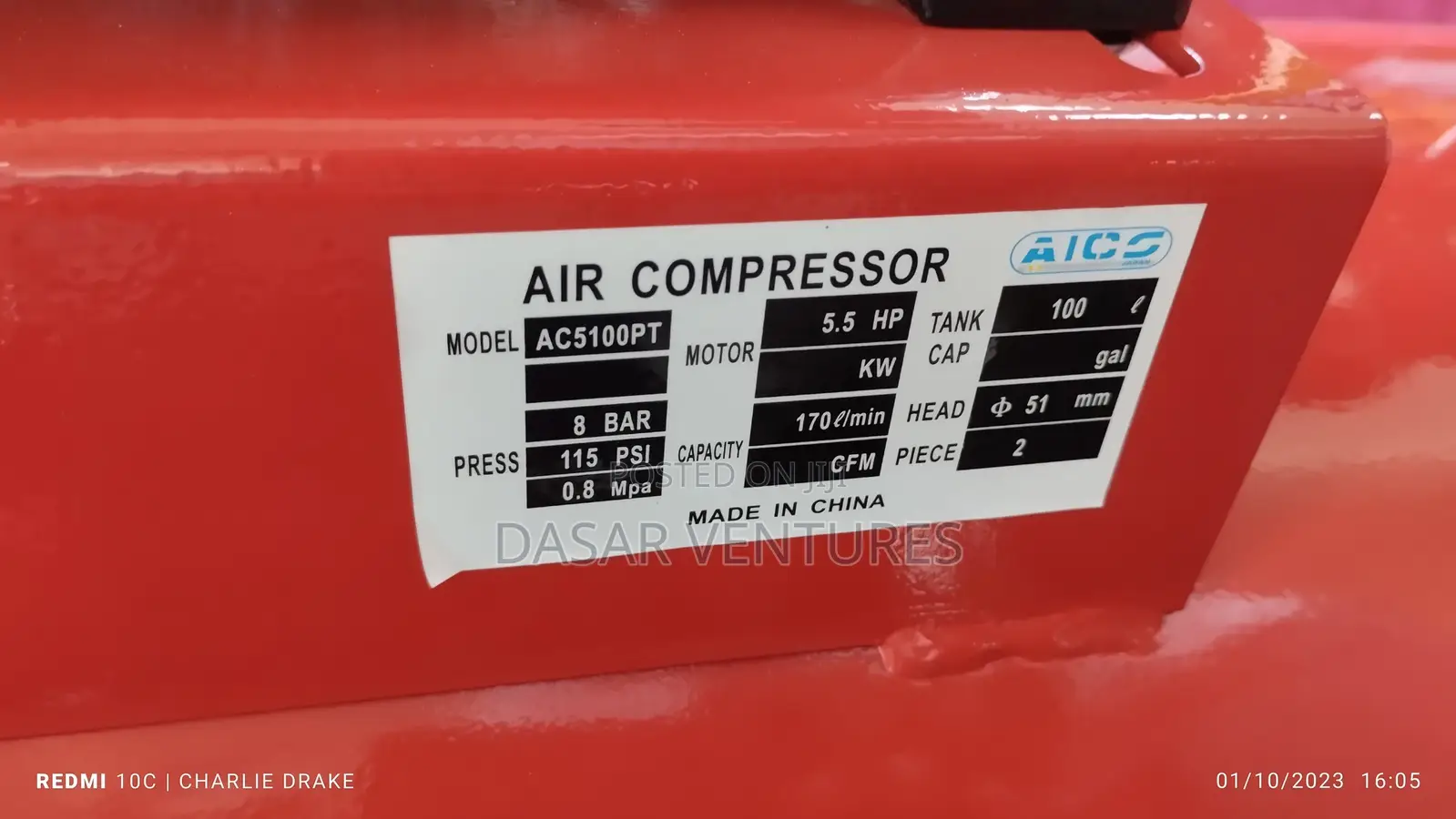 Air Compressor Aico 100l Petrol