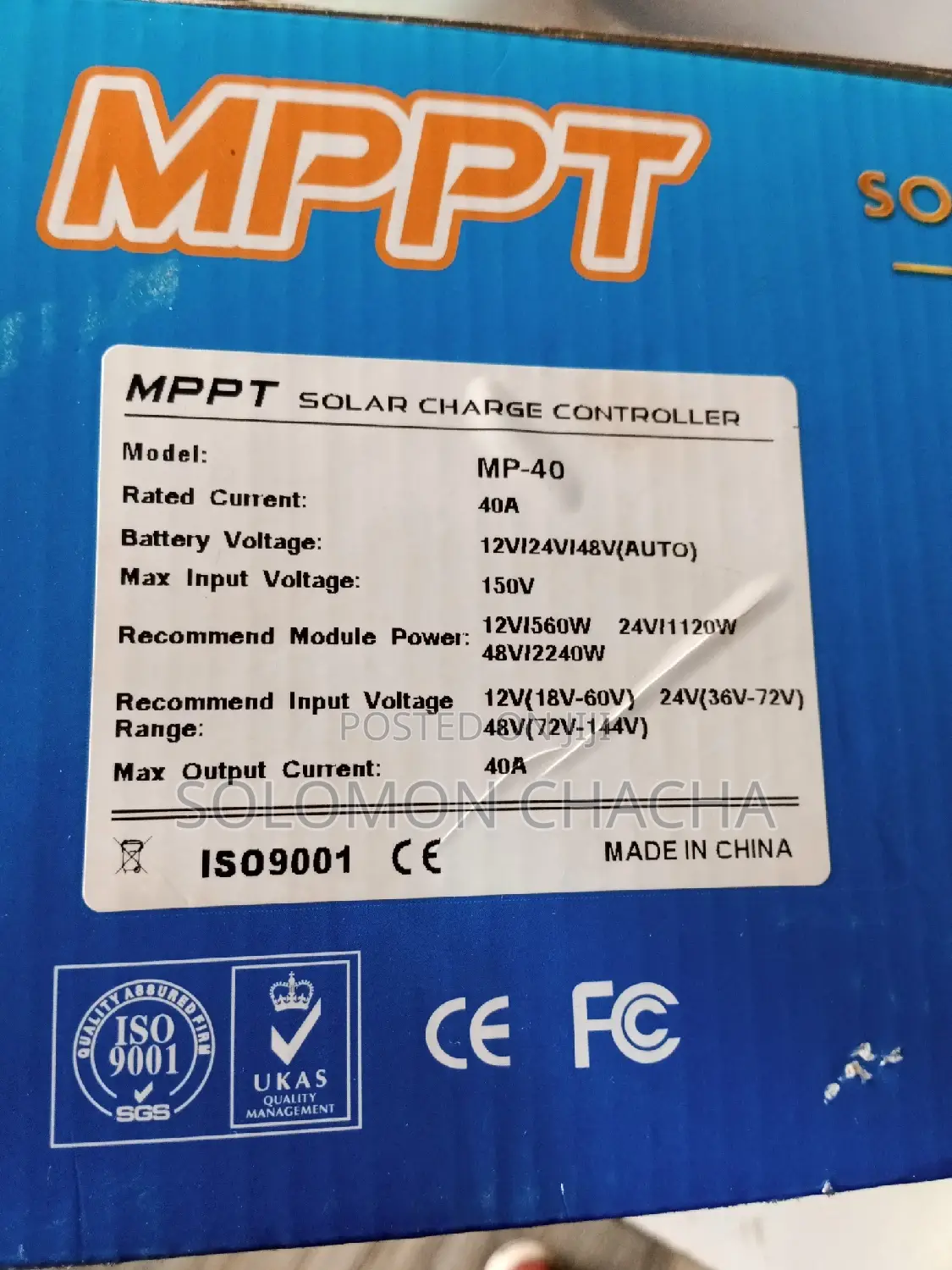 MPPT 40ah Charge Controller 12/24/36/48v