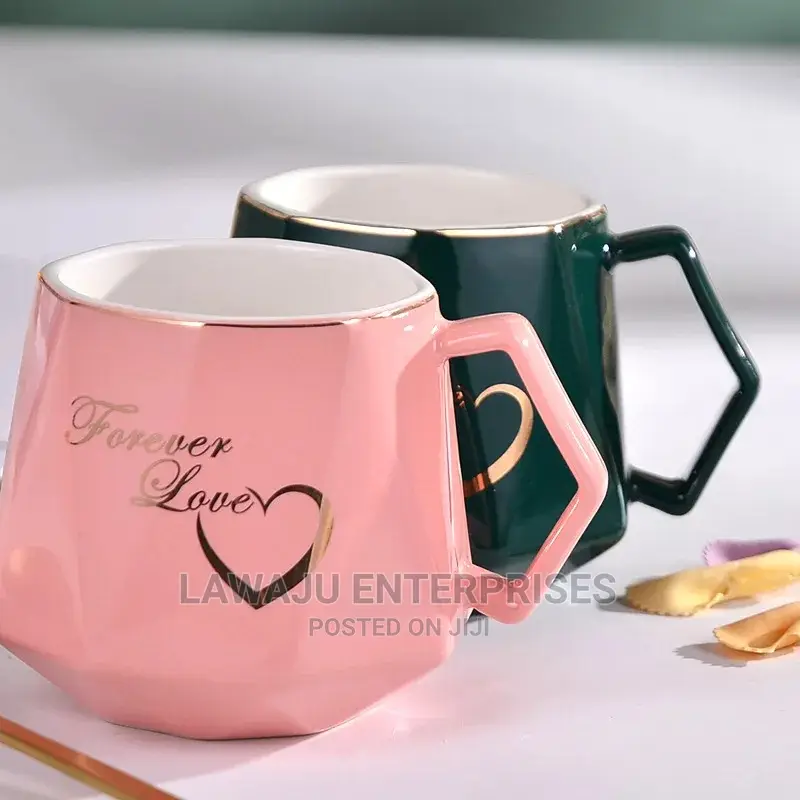 Valentines Diamond Shape Ceramic Cup Set Gift Box