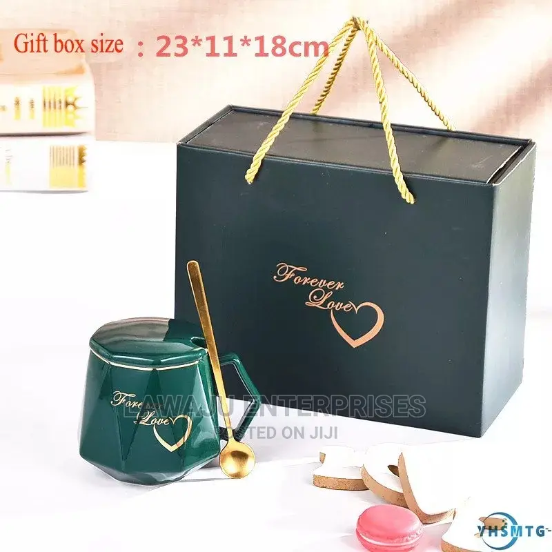 Valentines Diamond Shape Ceramic Cup Set Gift Box