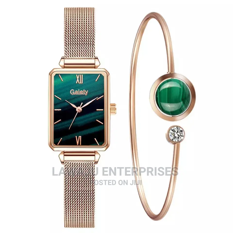 Valentine's Women Square Watch Bracelet Gift Set