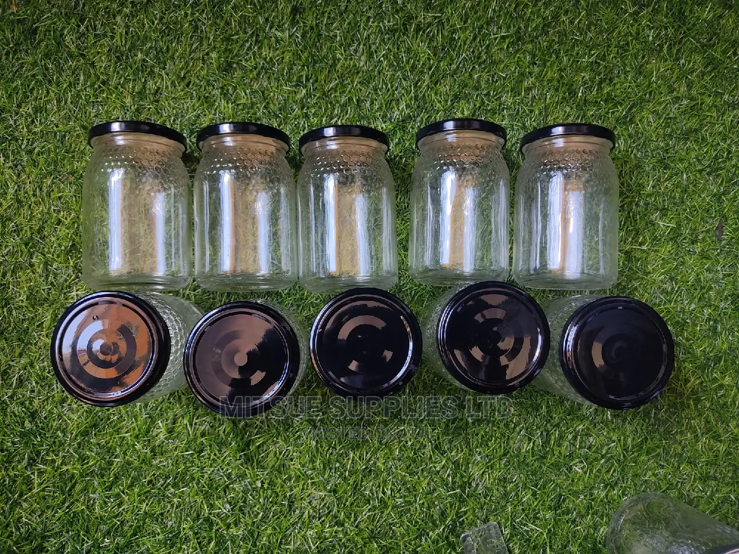 A Set of 10 Spice Jars 380ml With Black Lids