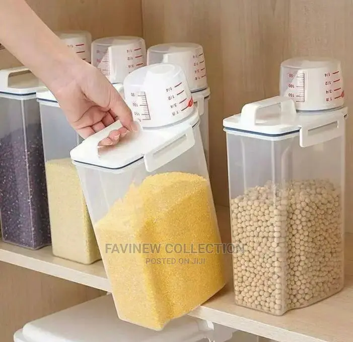 Cereal Storage Container With Measuring Cup and Handle