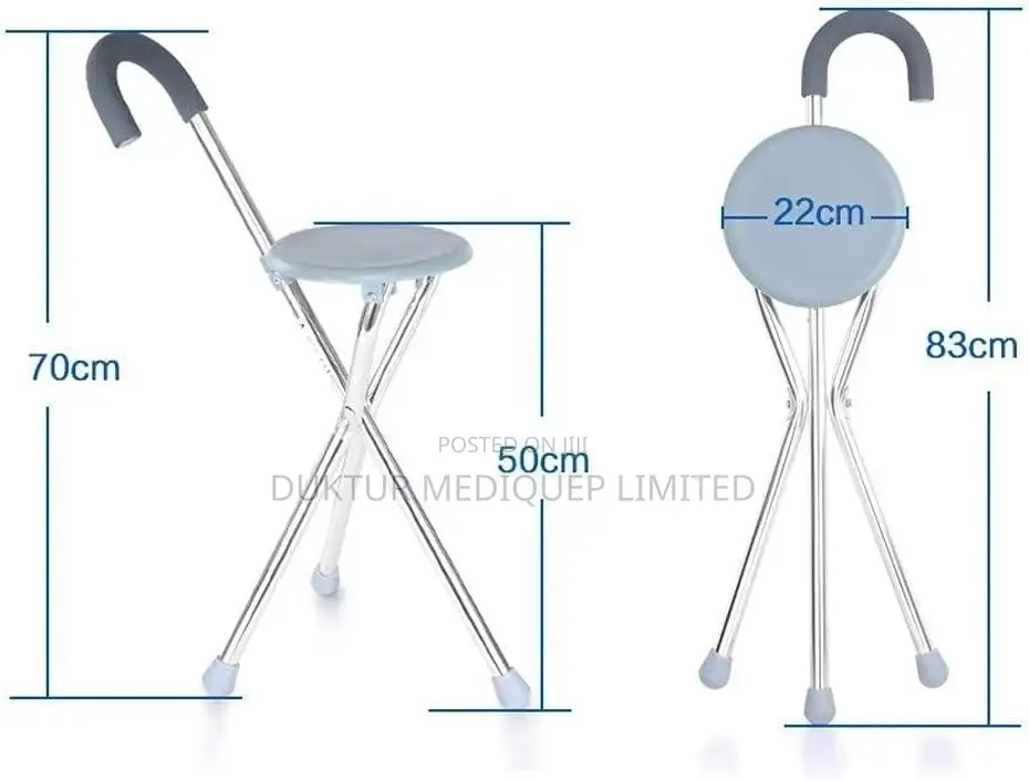 Portable Elderly Crutches Chair With Stool Walking Stick