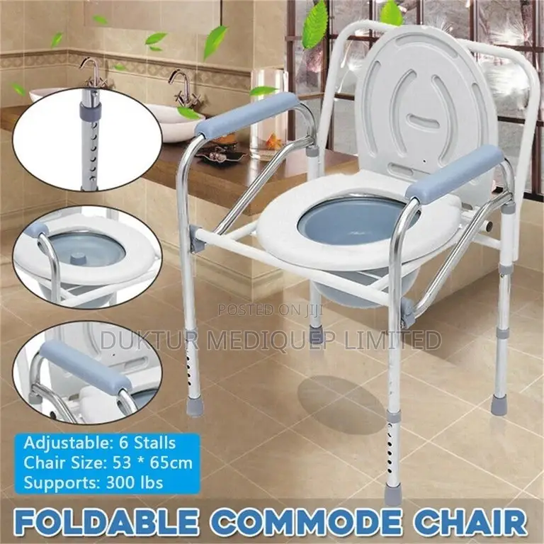Foldable Commode Chair, Supports 300 Lbs Folding Commode