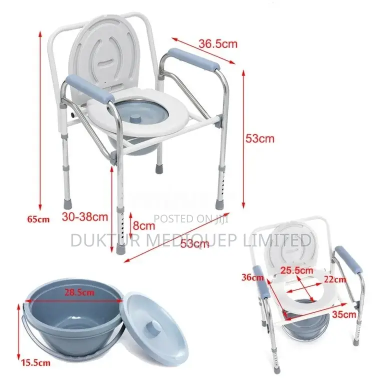 Foldable Commode Chair, Supports 300 Lbs Folding Commode