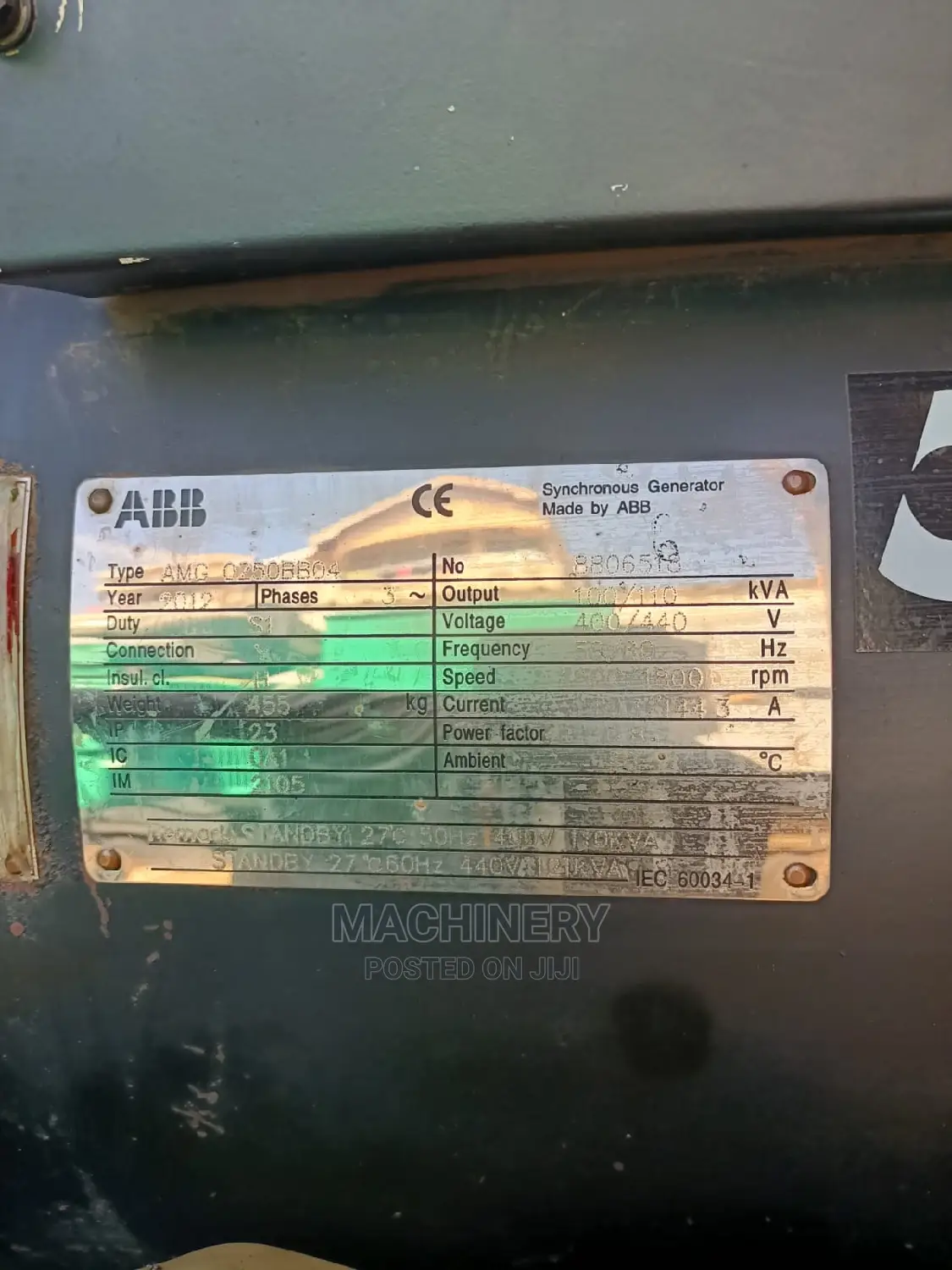 100/110kva Used Ex Uk Perkins Generator