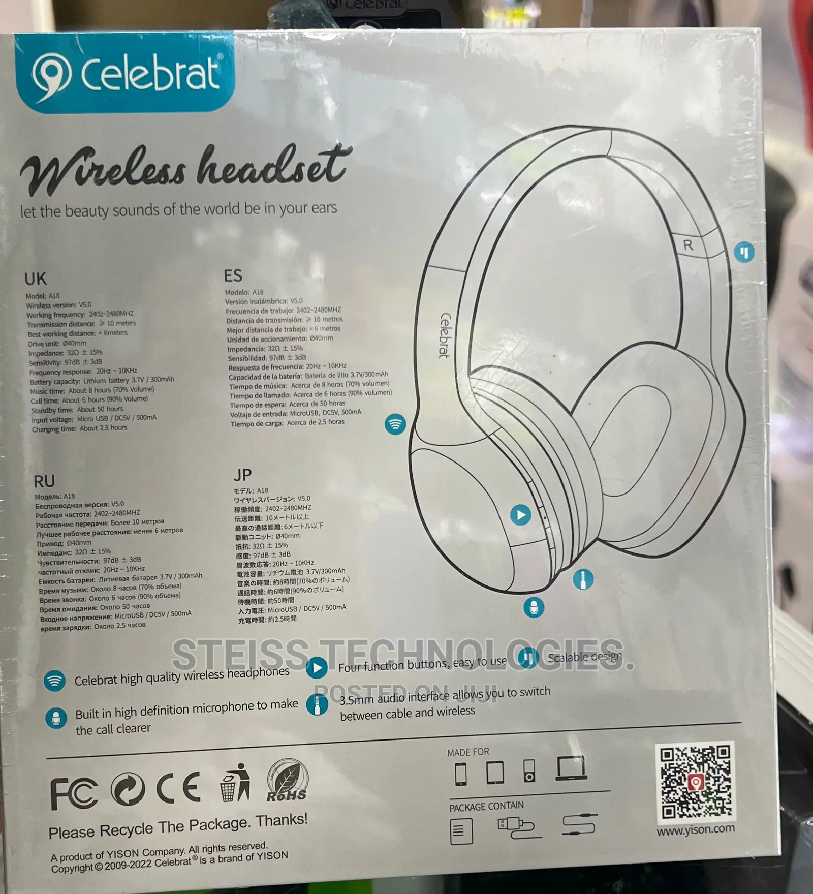 Celebrat A18 Wireless Headphones