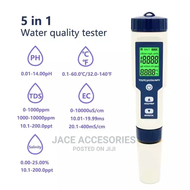 Water Quality Tester 5 in One ,Ph,Salinity,Tds/Temperature