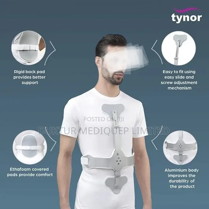 Tynor Ash Brace (Hyper Extension Brace), Silver, 1 Set M, L