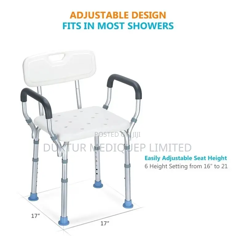 Heavy Duty Shower Chair With Back - Adjustable Medical Bath