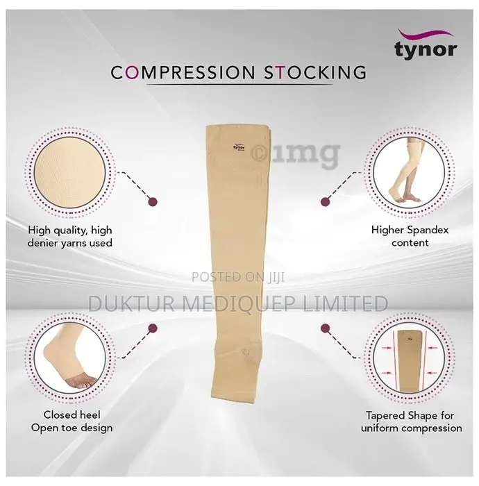 Tynor I 15 Compression Stocking Mid Thigh Open Toe Beige