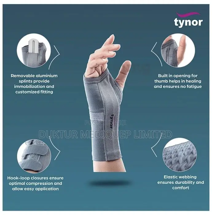 Tynor E-01 Elastic Wrist Splint Medium Grey Right( or Left)