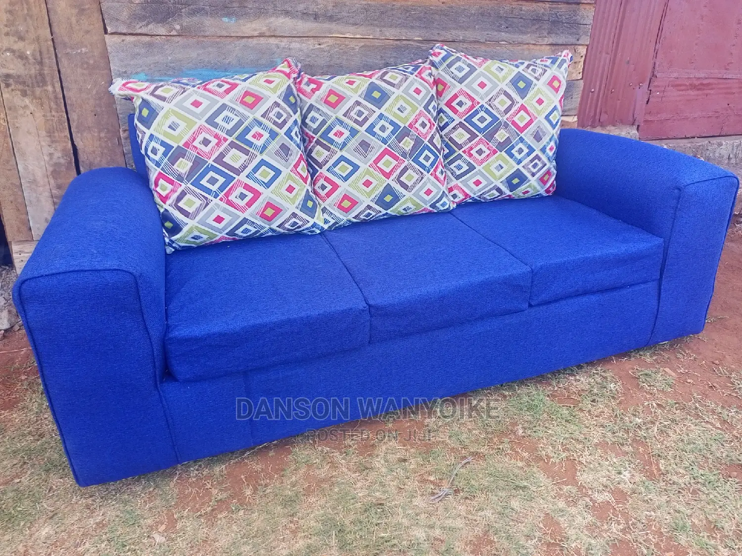 Three Seater Blue Sofa on Sale
