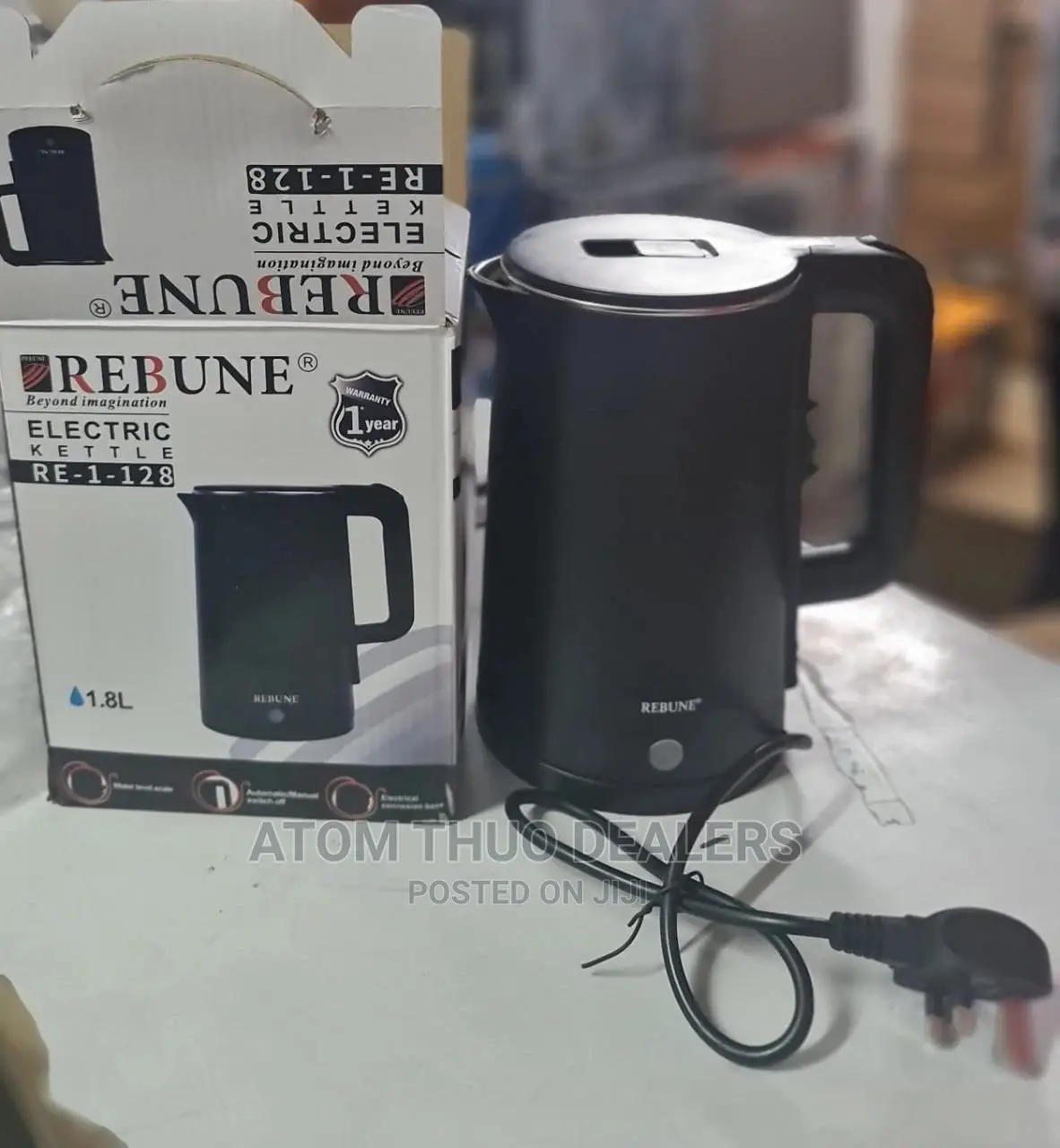 Rebune Kettle Black Re 127 1.8ltrs Electric Kettle