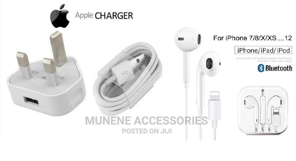 Apple 5W Charger for iPhone 5 6 7 8 9 + BLUETOOTH EARPHONE