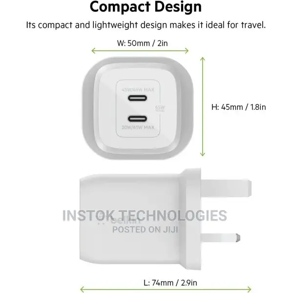 Belkin Boostcharge PRO Dual 65W Usb-C Gan Wall Charger