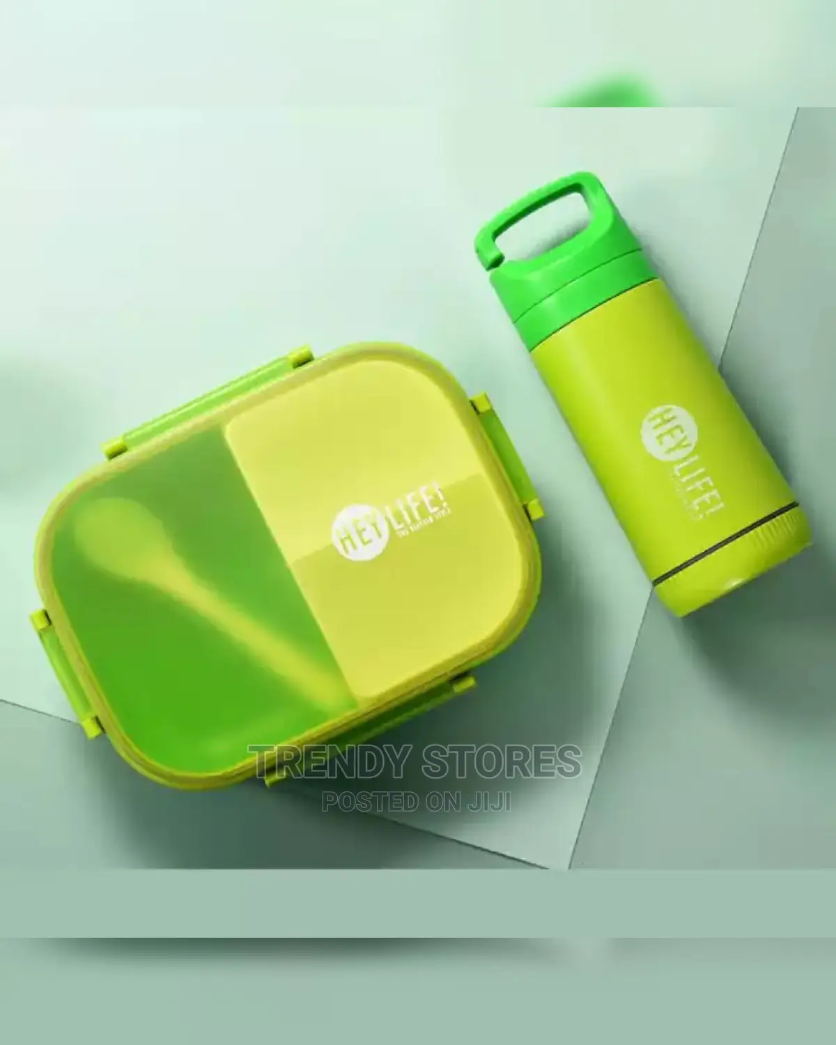 3 Compartment Lunch Box Water Bottle Set - Green