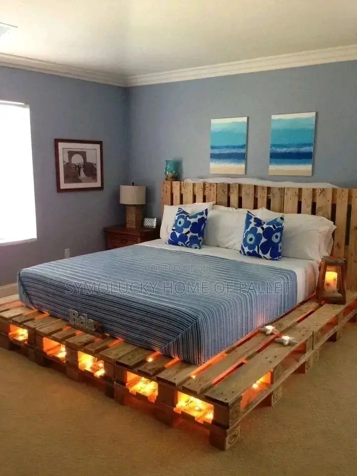 5*6 King Size Pallet Beds Fitted With Led Light