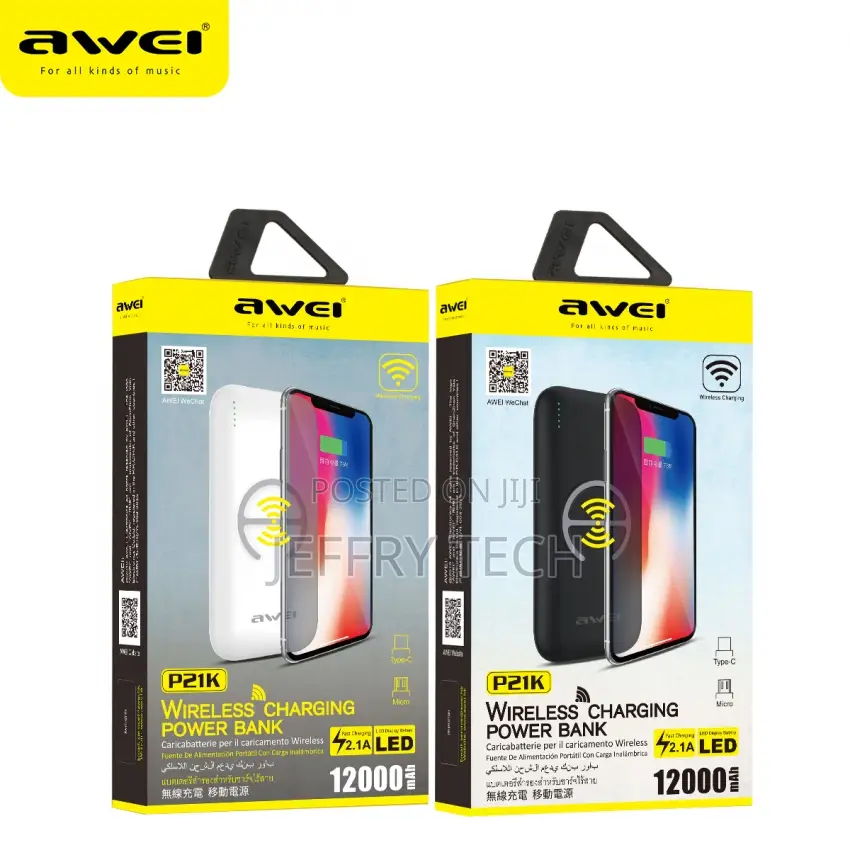 Awei P21K 12000mah Wireless Charging Power Bank