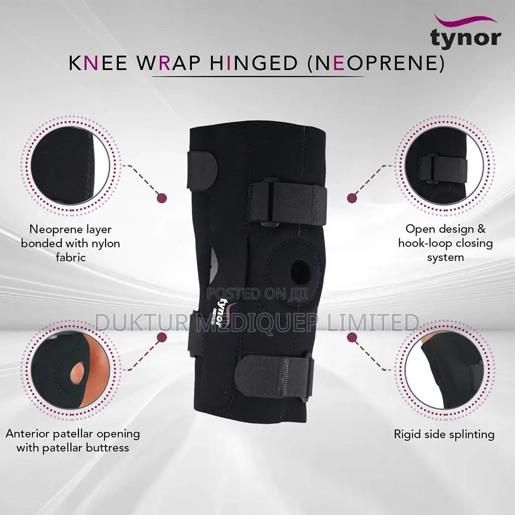 Hinged Neoprene Knee Wrap- Open Patella S, M, L, XL, XXL