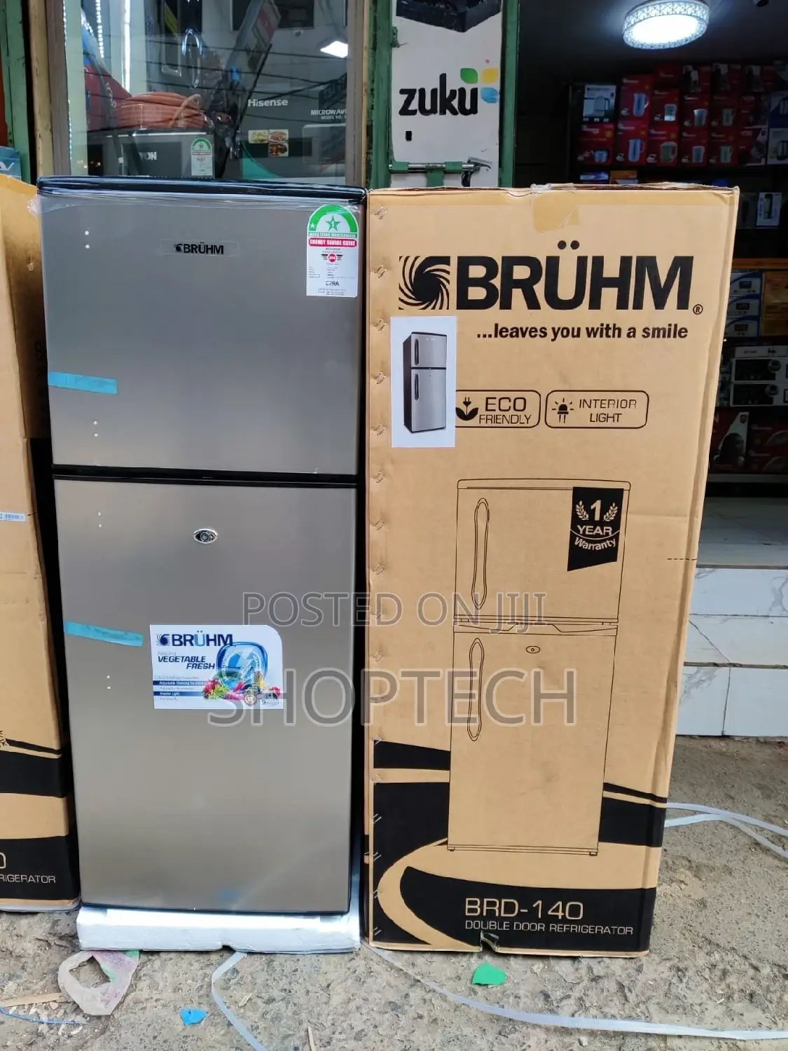 *Bruhm Double Door Fridge 116litres