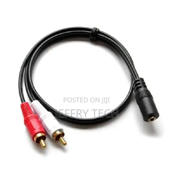 3.5mm AUX Female to 2RCA Male Plug Cable Stereo Audio Adapte