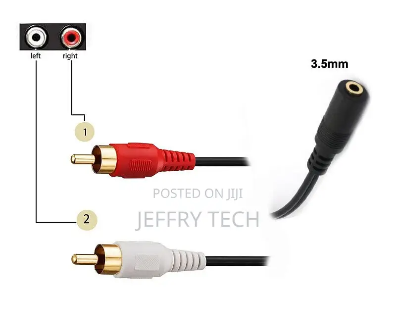 3.5mm AUX Female to 2RCA Male Plug Cable Stereo Audio Adapte
