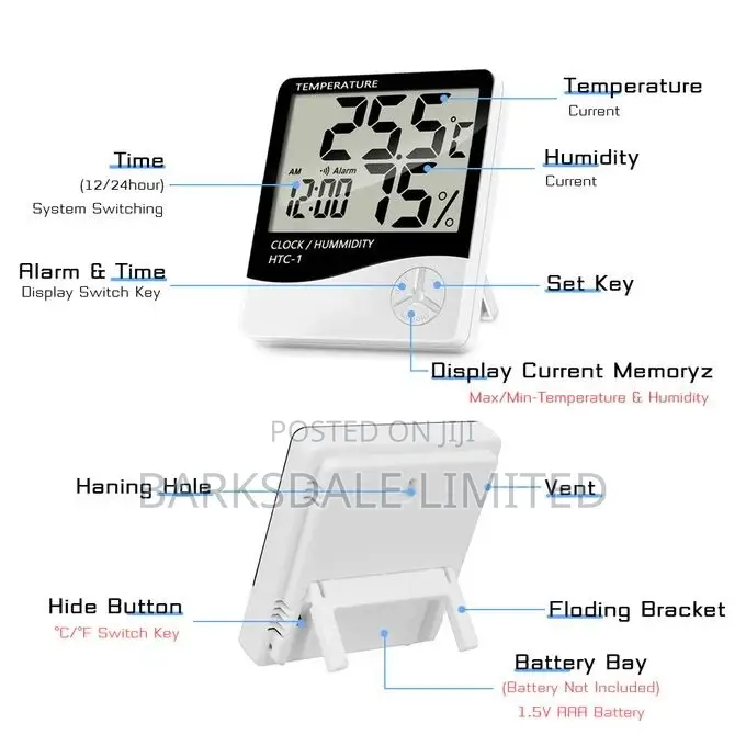 Digital Hygrometer Humidity Room Thermometer Alarm Clock