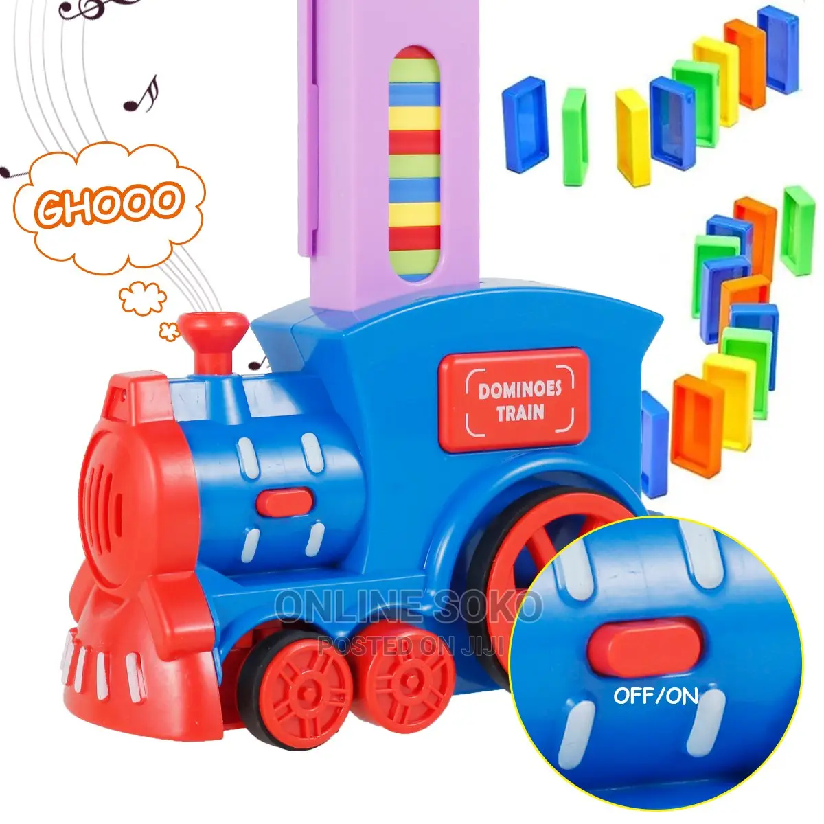 Kids Electric Battery Operated Domino Train Toy Set - 60 PCS