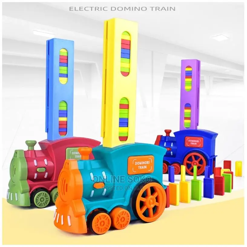 Kids Electric Battery Operated Domino Train Toy Set - 60 PCS